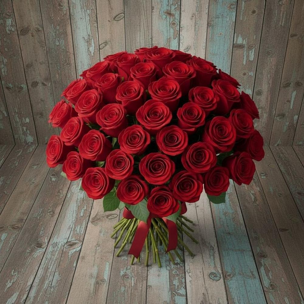 Букет 55 Красных роз Фридом в Поселок Конезавода