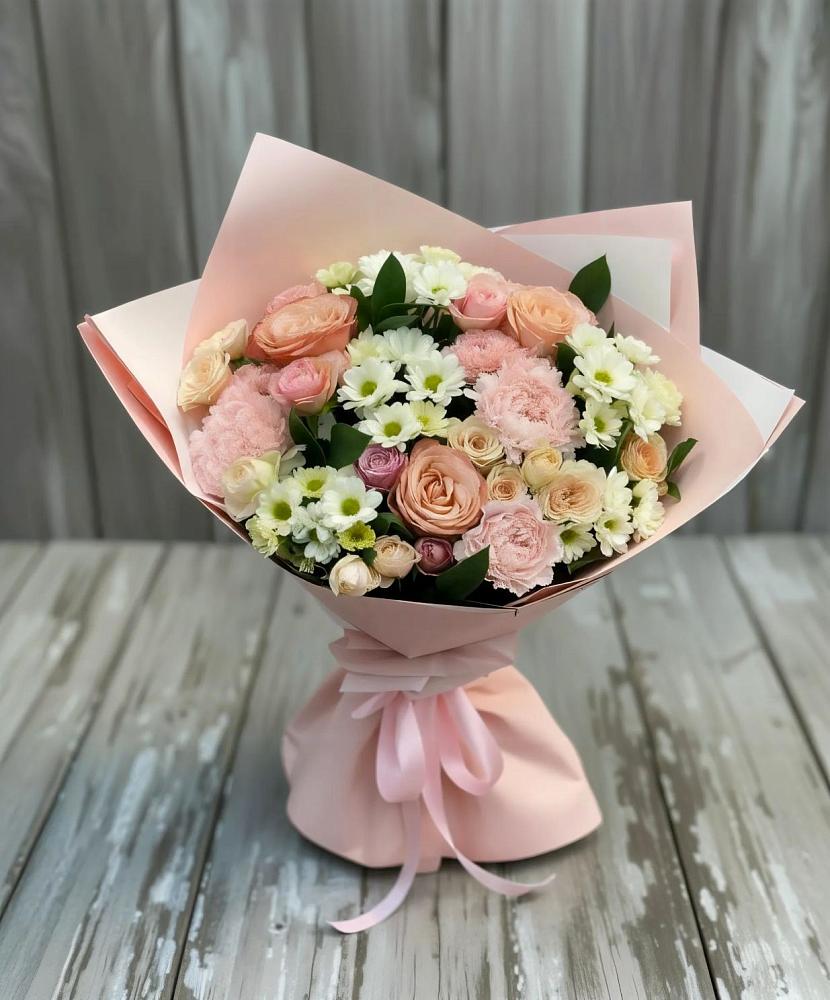 Букет цветов из: Гвоздики, Розы и Хризантемы в Поселок Конезавода