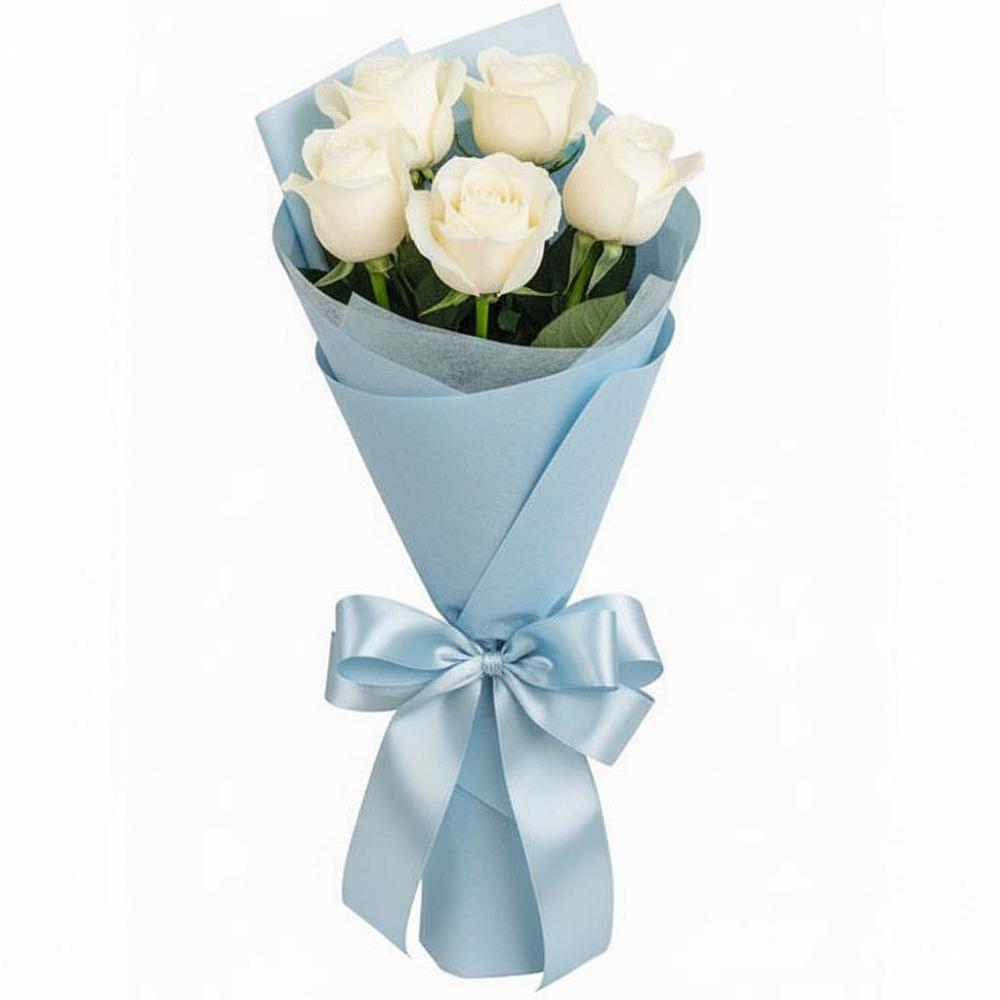 Букет 5 Белых роз Проуд в Поселок Конезавода