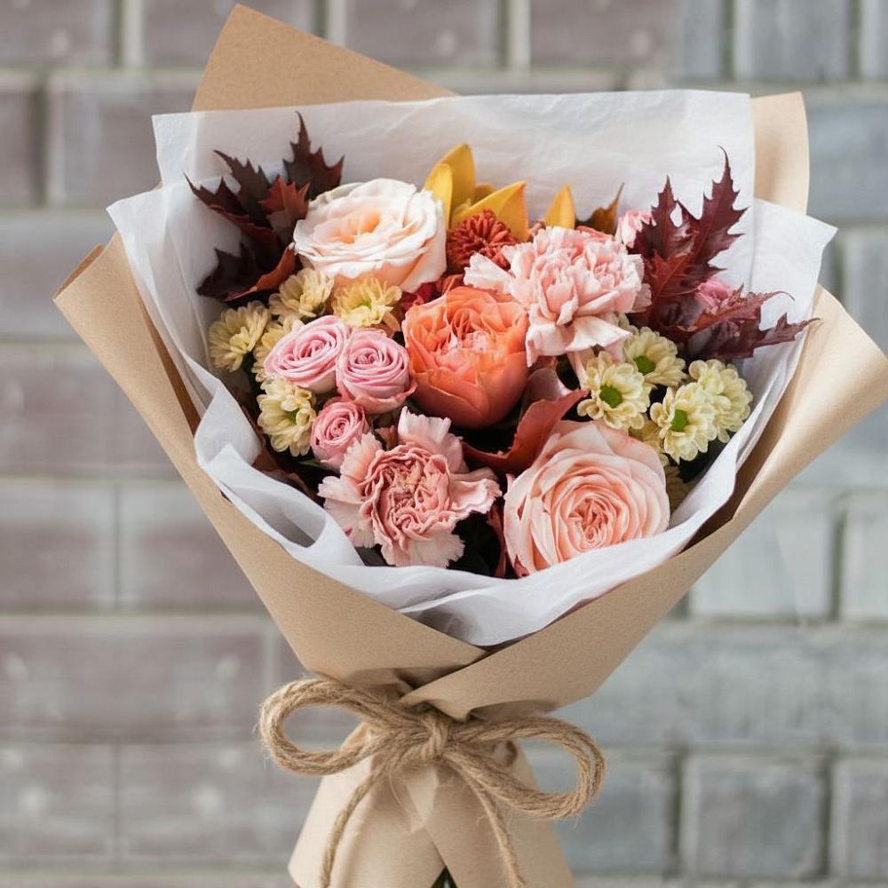 Букет цветов из: Гвоздики, Хризантемы и Розы в Поселок Конезавода