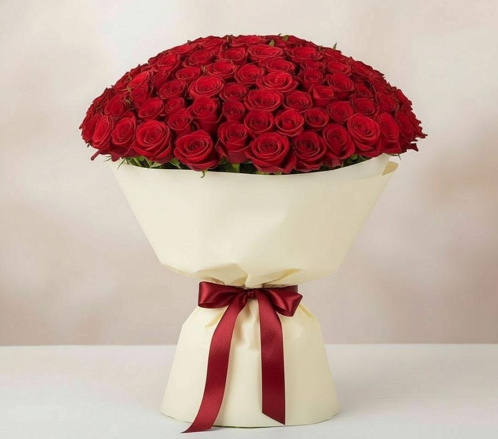 Букет 101 Красная роза Милано в Поселок Конезавода