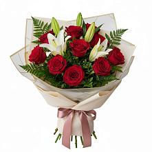 Букет цветов из:  Лилии и Розы в Поселок Конезавода