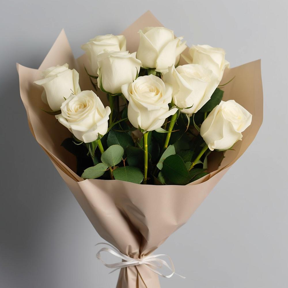 Букет 9 Белых роз Эдлесс Лав в Поселок Конезавода