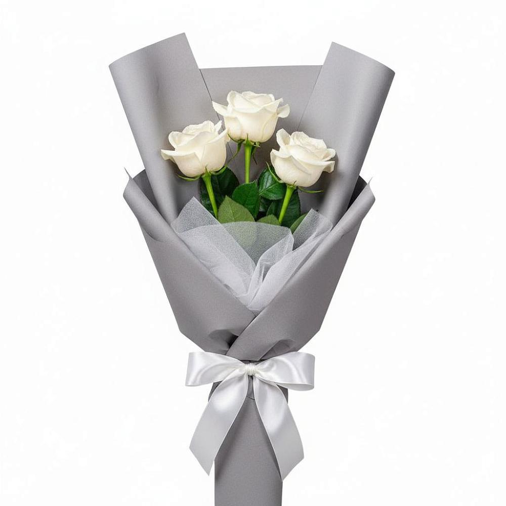 Букет 3 белые розы в Поселок Конезавода