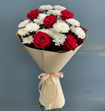 Букет цветов из:  Розы и Хризантемы в Поселок Конезавода