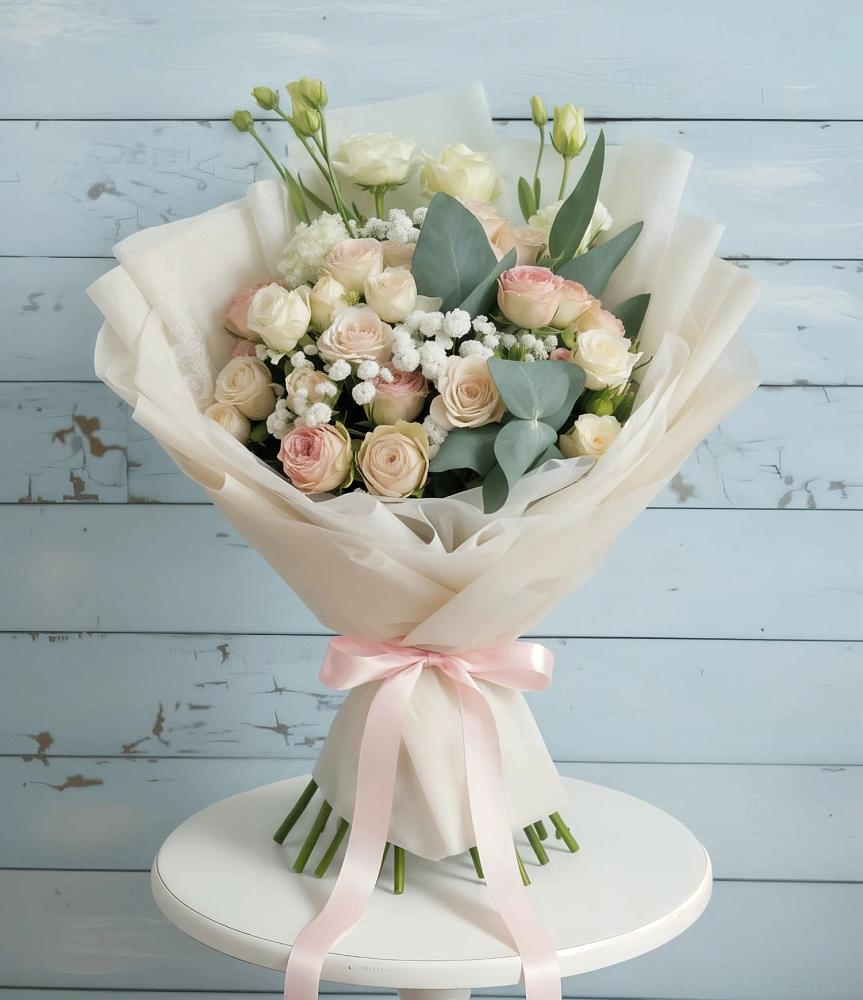 Букет цветов из: Розы и Лизиантусы в Поселок Конезавода