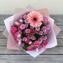 Букет цветов из:  Розы, Герберы и Хризантемы в Поселок Конезавода