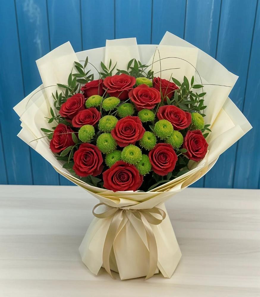 Букет цветов из: Розы и Хризантемы в Поселок Конезавода